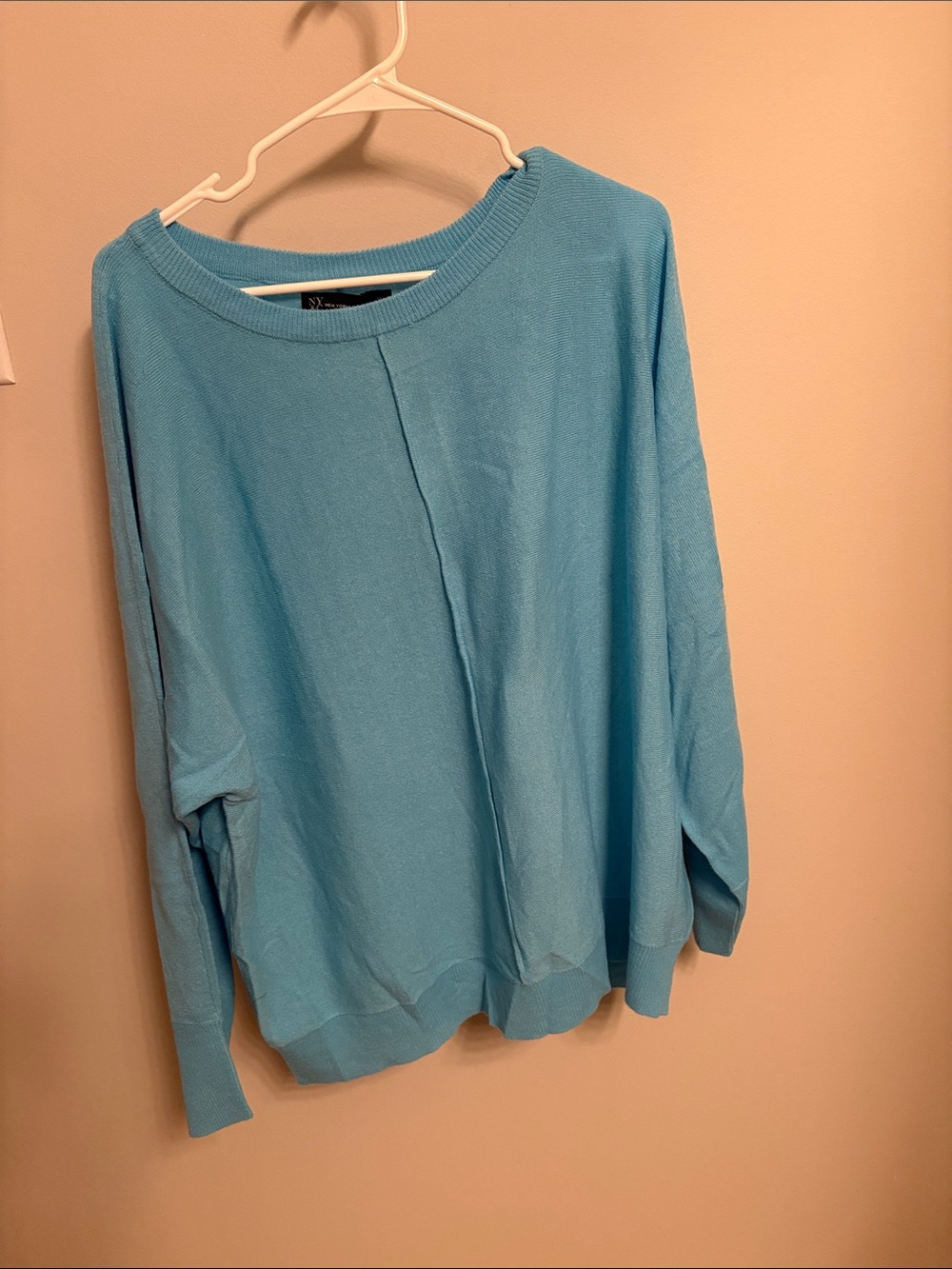 New York & Company Light Blue Crewneck Knit Sweater